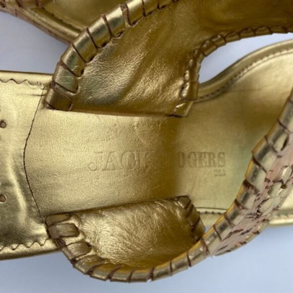 Jack Rogers Marbella Cork Wedge Sandals Size 7 Tan Gold - Picture 8 of 9